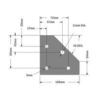 41-190-0 MODULAR SOLUTIONS REINFORCED CASTER CORNER MOUTNING PLATE FOR CASTER OR FOOT HARDWARE NOT INCLUDED